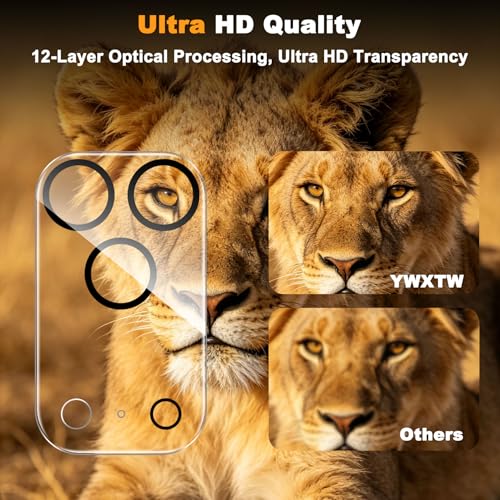 YWXTW 4 Pack Camera Lens Protector Compatible with iPhone 17 Pro (6.3 Inch), Full Coverage Tempered Glass Camera Lens Cover, [Night Shooting Mode] 0 Bubbles Case Friendly, High Definition - color: Clear, size: iPhone 17 Pro