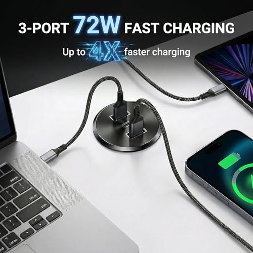 72W RV USB Outlet All-Aluminum 12V/24V 3 Ports Recessed Wall Mount - color: Black, size: 1P