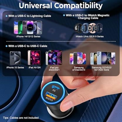 6 Pack USB C Car Charger, Ancekoy 38W USB-C + USB-A Car Charger Adapter - color: Black, size: 6-Pack