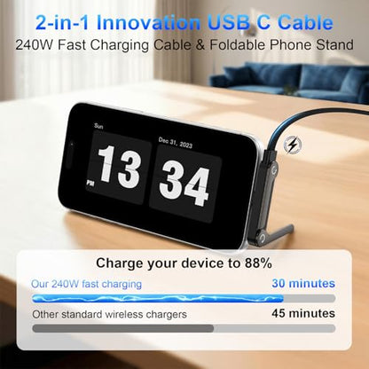 Invisible Holder Charger Cable,240W USB C to USB C Fast Charging Cable 5FT