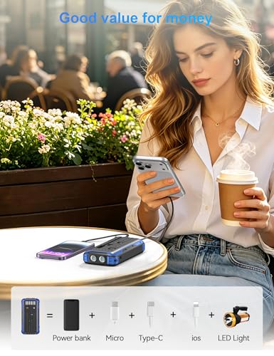 Solar Power Bank 40000mAh PD20W Fast Charging Portable Solar Charger - color: Blue