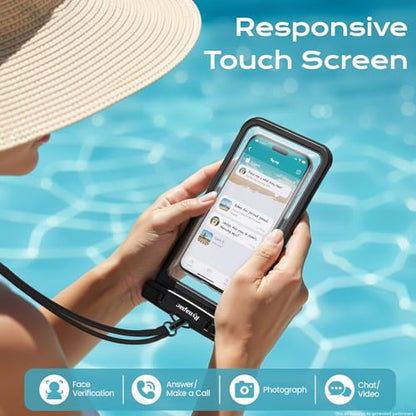 Rynapac Waterproof Phone Pouch [Up to 8.5"] - 2 Pack, IPX8 Waterproof Phone Case with Lanyard for iPhone 17 16 15 Pro Max, Touchscreen & Photograph, Cellphone Dry Bag for Beach Cruise Essentials 2026 - color: [Black + Black]
