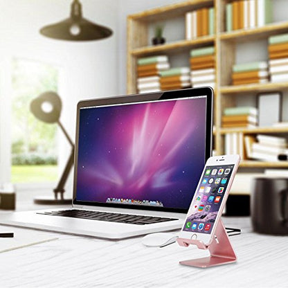 Cell Phone Stand, ZTON Aluminum Metal Tablet Stand, Mobile Phone Holder for iPhone iPad Samsung for Desk Table Bedroom Kitchen (Rose Gold) - color: Rose Gold