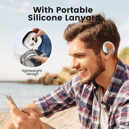 Open Ear Headphones, Bluetooth Earbuds 5.4 wireless open ear bluetooth earbuds with Adjustable Ear Hooks, Ultra-Comfort, Snug Fit, Powerful Sound, Clear Calls, 40H Playtime, Multipoint Connection