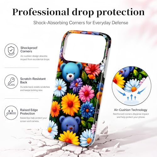 Case Compatible with iPhone 17 Pro Max, 2025 Anti-Yellow Ultra Transparent Soft TPU Phone Case, Shockproof Anti-Slip Slim Lightweight Full Coverage Protective (Flower Bear) - color: Flower bear