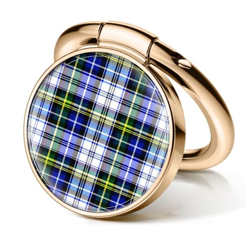 Cell Phone Ring Holder, Cute Metal Phone Grip Stand Finger Ring Kickstand, Flexible 360°Rotation Phone Tablet Case Accessories Compatible with Most Phones White Blue Plaid - color: White Blue Plaid