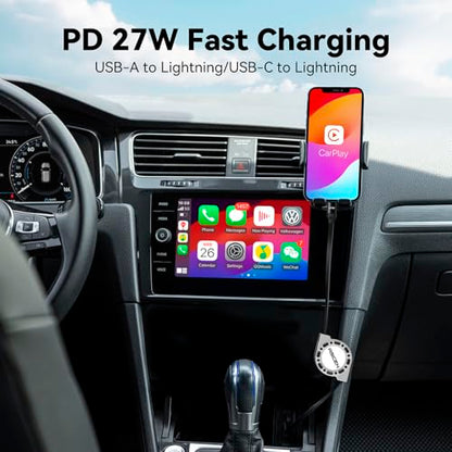 3-in-1 Retractable Charging Cable USB C Lightning Adapter USB A/C to Lightning Cable 27W PD [Fast Charging & Data Sync] Multiple Charger for iPhone 14 13 12 11 Xs X SE 8 7 6 5s Plus,iPad,iPod