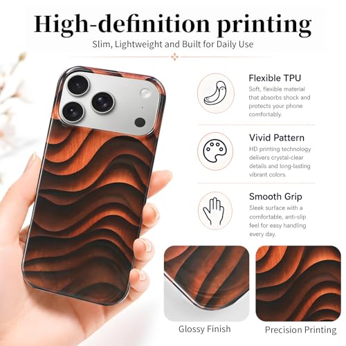 Case Compatible with iPhone 17 Pro Max, 2025 Anti-Yellow Ultra Transparent Soft TPU Phone Case, Shockproof Anti-Slip Slim Lightweight Full Coverage Protective (Wood Grain) - color: Wood grain