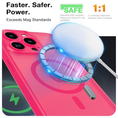 Magnetic Case for iPhone 13 Pro 6.1-Inch, [Compatible with Magsafe][Full Camera Protection] Ultra Slim Translucent Matte Shockproof Protection Phone Cover-Rose Red - color: Rose Red, size: iPhone 13 Pro