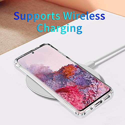 for Samsung Galaxy S20 Clear Case Anti-Yellowing TPU & PC Back Cover with Camera Protection, Wireless Charging Compatible