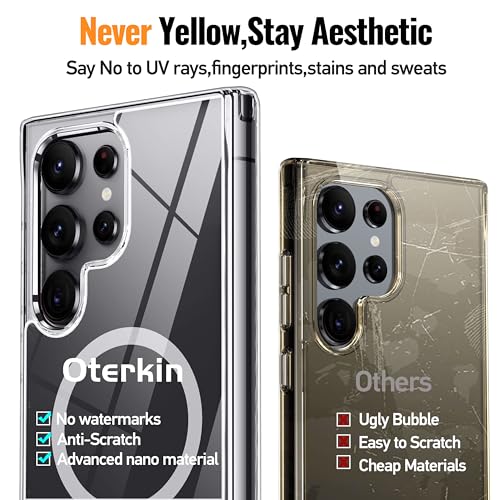Oterkin Magnetic for Samsung Galaxy S25 Ultra Case Clear [Compatible with MagSafe][Anti-Yellowing][Built-in 4 Airbags][Military Grade Protection][Shockproof Slim] S25 Ultra Phone Case (Clear) - color: S25 Ultra-Clear, size: Galaxy S25 Ultra Case