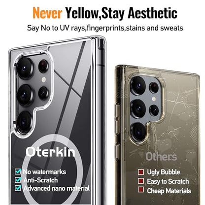 Oterkin Magnetic for Samsung Galaxy S25 Ultra Case Clear [Compatible with MagSafe][Anti-Yellowing][Built-in 4 Airbags][Military Grade Protection][Shockproof Slim] S25 Ultra Phone Case (Clear) - color: S25 Ultra-Clear, size: Galaxy S25 Ultra Case