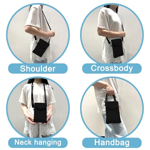 Neoprene Cell Phone Sleeve Pouch Case Bag with Crossbody Strap Neck Lanyard for Women 7.5 X 4.3 in Black - color: Black Fashion