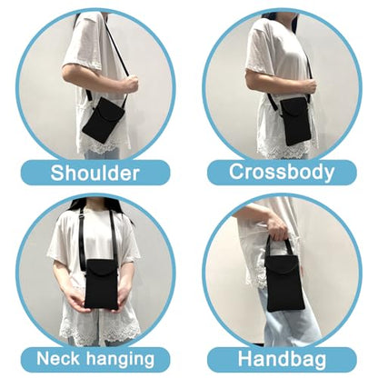 Neoprene Cell Phone Sleeve Pouch Case Bag with Crossbody Strap Neck Lanyard for Women 7.5 X 4.3 in Black - color: Black Fashion