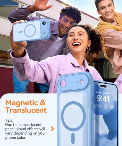 CANSHN Magnetic Compatible with iPhone Air Case(6.5 Inch), Upgraded [Full Camera Protection] [Compatible with Magsafe] [Translucent Matte] Shockproof Phone Cover for iPhone 17 Air Case,Light Blue - color: Light Blue, size: iPhone Air (6.9 Inch,1 Lens)