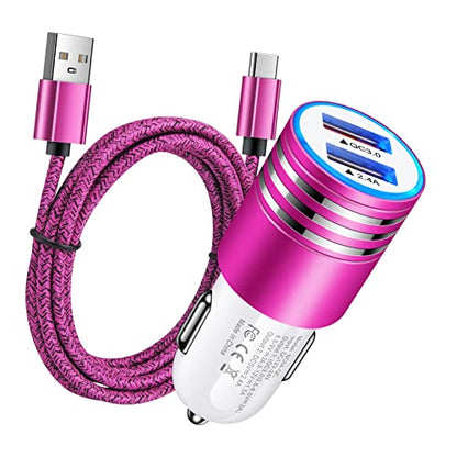 Fast Charging USB C Car Charger for Samsung Galaxy S26 S25 S24 S23 S22 S21 - color: Rose