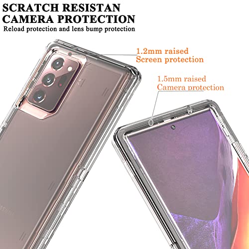 YmhxcY Note 20 Ultra Cover, Galaxy Note 20 Ultra 3 Layer Durable Shockproof Case/Solid Silicone Clear Case - Transparent Black - color: Transparent black