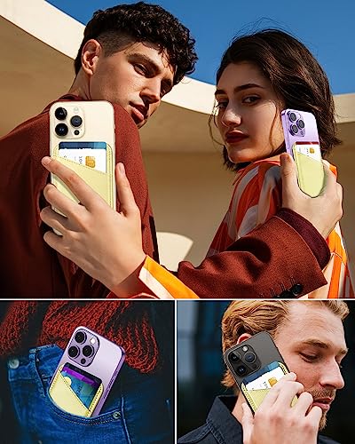 Miroddi for MagSafe Wallet, Ultra-Thin Magnetic Wallet with 2 Card Slots | RFID Blocking, No More Falling, Strongest Magnetic Card Holder for iPhone 17/16/15/14/13/12 Series & Pixel 10, Lemon Yellow - color: Yellow
