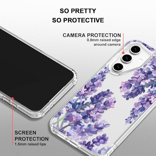 MOSNOVO Case for Samsung Galaxy S24 FE, [Buffertech 6.6ft Military-Grade Drop Protection] [Anti Peel Off Tech] Clear TPU Bumper Phone Case Cover Design - Lavender - color: Clear - Lavender, size: Samsung Galaxy S24 FE