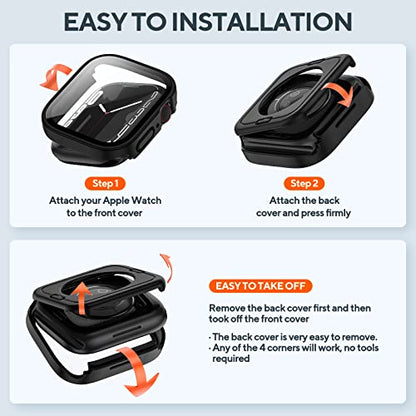 2-Pack Waterproof Case for 40mm Apple Watch SE 3/2/1 Series 6/5/4 - color: Black/Black, size: 40mm(SE3/SE2/SE/6/5/4)