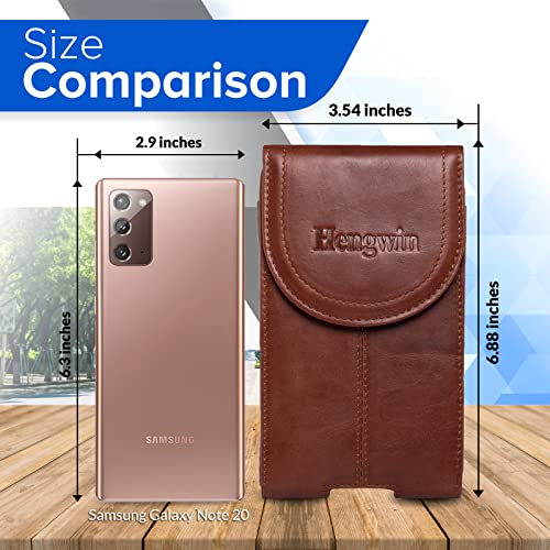 Belt Clip Holster Pouch Hengwin Genuine Leather Phone Case Holster with Magnetic Closure Belt Loop Pouch Bag Fit for iPhone 17 Pro Max 16 Pro Max 14 Pro Max 13 Pro Max Samsung Galaxy S25 Ultra (Brown) - color: Brown
