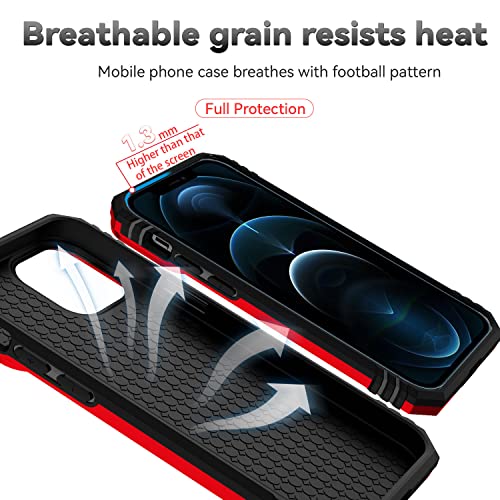 for iPhone 12 Mini Case with Camera Lens Cover HD Screen Protector, Dual Layer Military Grade Drop Protection Magnetic Ring Holder Kickstand Protective Phone Case for iPhone 12 Mini 5.4 inch (Red) - color: Red with camera cover Military-Grade 2nd gen