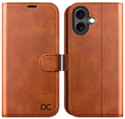 OCASE for iPhone 17 Wallet Case, Card Holder, Brown | RFID Blocking, Kickstand, Magnetic Closure, PU Leather Flip Folio, Shockproof TPU Shell, Protective Phone Cover (6.3") 2025 - color: Brown