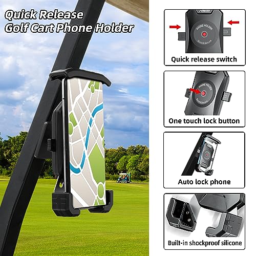 Roykaw Golf Cart Magnetic Phone Holder Mount Compatible with EZGO/Club Car/Yamaha, Compatible with iPhone/Galaxy/Google Pixel, Ultra Strength Magnet/360° Rotatable/One-Handed Pick & Place