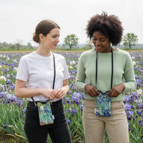 Tainada Neoprene Neck Cell Phone Pouch w/Crossbody Strap (Van Gogh Irises) - color: Van Gogh Irises