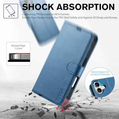 TUCCH Wallet Case for iPhone 17 (6.3") 2025, Flip Stand, Light Blue | RFID Blocking, 4 Card Holders, Kickstand, PU Leather, Shockproof TPU Shell, Magnetic Closure, Protective Folio Cover - color: Light Blue