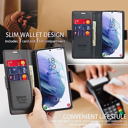 Samsung Galaxy S21+ Plus 5G Case,Samsung Galaxy S21 Plus 5G Wallet Case with Card Holder RFID Blocking Kickstand Magnetic,Leather Flip Case for Samsung Galaxy S21+ 5G 6.7 Inch (Fashion Black) - color: Fashion Black, size: S21+ Plus 6.7"