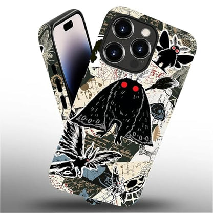 Case for iPhone 14 Pro, Dual Layer Phone Cover, Mothman Collage | Shockproof Hybrid Phone Case, Soft TPU and Hard PC, Durable Anti-Scratch Protection - color: Mothman Collage, size: Iphone 14 Pro