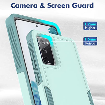 for Samsung Galaxy S20 FE 5G Case: Dual Layer Protective Heavy Duty Cell Phone Cover Shockproof Rugged with Screen Protector - Military Protection Bumper Tough - Samsung Galaxy S20 FE 5G, Mint Green - color: Mint Green (PC) + Mint Green (TPU)