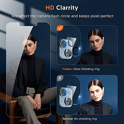 Fotbor for iPhone 14 Privacy Screen Protector[2 pack]+Camera Lens Protector[2 pack] with Easy Installation Frame,9H Tempered Glass Film[6.1 Inch] - size: iPhone 14-6.1 inch