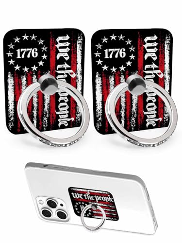 American Flag Phone Grip Rustic 1776 We The People Patriotic Black Phone Ring Holder Finger Grip Kickstand 360° Rotation Compatible with Most Cell Phones, Tablets and Cases, 2Pcs Rectangular - size: 2Pcs Rectangular