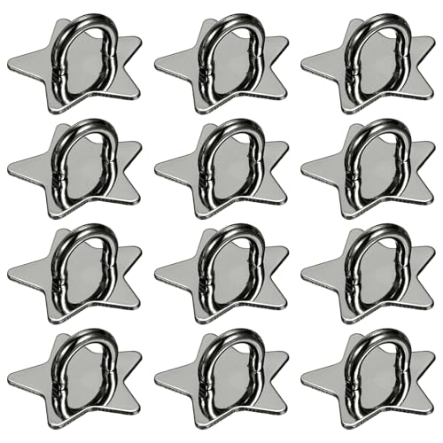 PATIKIL Metal Phone Charm Hook 1", 12Pcs Adhesive Star Shaped Phone Finger Grip Hook Smartphones Keychain Ring Charm Loop for DIY Tablet Case Accessories, Black - color: Black