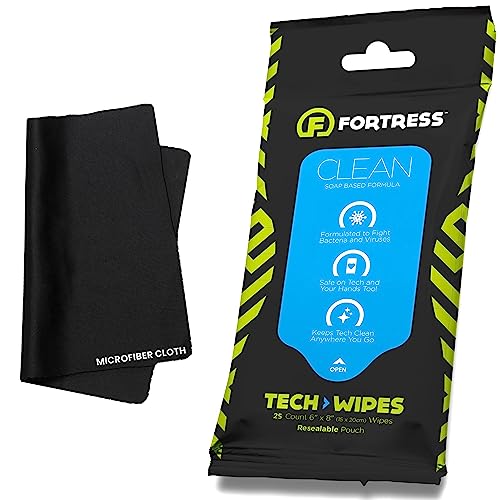 Fortress Electronic Wipes With Microfiber Cloth (25 ct.) Screen Cleaner Wipes for Tech - style: With Microfiber Cloth