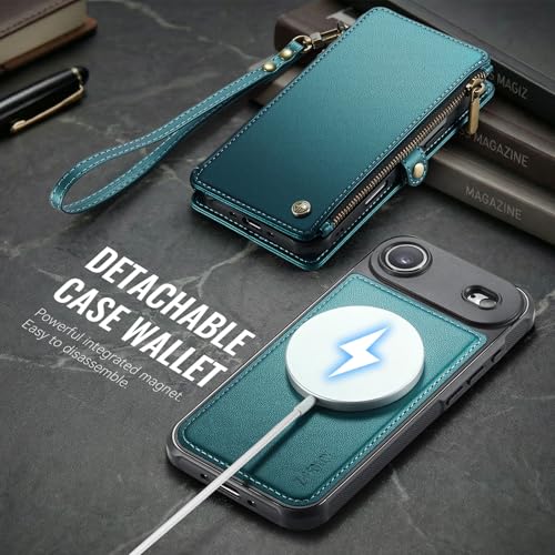 for iPhone 17 Air Phone Case Wallet Magnetic Detachable, Turquoise - color: Turquoise, size: iPhone Air