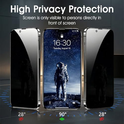 2 Pack Privacy Screen Protector for iPhone 11 Pro Max 6.5-Inch with 2 Pack Camera Lens Protector, Anti Spy Tempered Glass Film 9H Hardness Bubble Free Case Friendly