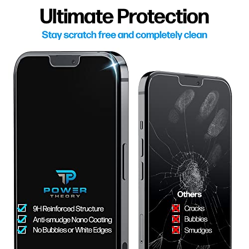 Power Theory Screen Protector for iPhone 13 Pro Max [2 Pack] with Easy Install Kit [Premium Tempered Glass] - size: iPhone 13 Pro Max [2-Pack]