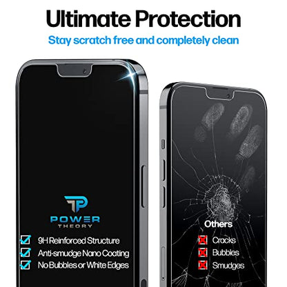 Power Theory Screen Protector for iPhone 13 Pro Max [2 Pack] with Easy Install Kit [Premium Tempered Glass] - size: iPhone 13 Pro Max [2-Pack]