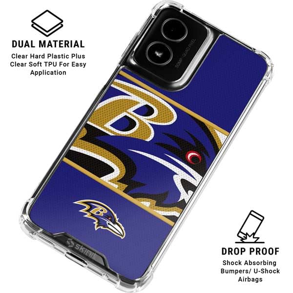 Skinit Clear Phone Case Compatible with Moto G Power 5G (2024) - Officially Licensed NFL Baltimore Ravens Zone Block Design