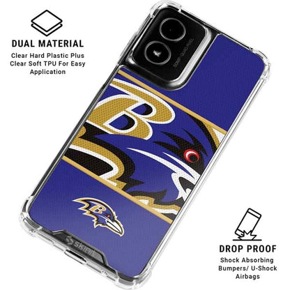 Skinit Clear Phone Case Compatible with Moto G Power 5G (2024) - Officially Licensed NFL Baltimore Ravens Zone Block Design