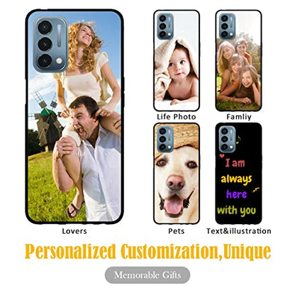 Personalized-Custom Phone Case for OnePlus Nord N200 5G with Picture Photo Text Name - Customized One Plus N 200 5 G Cellphone/Smartphone/Mobilephone Soft Thin Cover (Black) 6.49-inch - color: Black 01 - 1 Photo Text