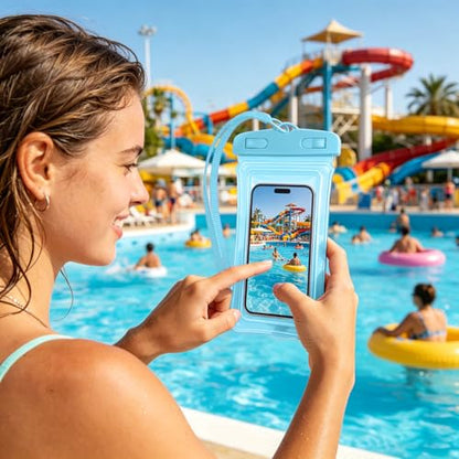 Universal Phone Dry Bag Waterproof Case for Smartphone, Touch Screen Friendly Floatable Pouch for Swimming Beach Boating Kayak (Blue) - color: Blue