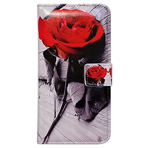 Bcov Case for iPhone 13 Pro, Red Rose Flower Leather Flip Phone Case Wallet Cover with Card Slot Holder Kickstand for iPhone 13 Pro - color: Red Rose