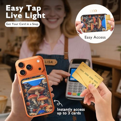 Compatible with Magsafe Wallet Magnetic Card Holder - Mushroom Phone Wallets for Women Teen Girls Cute for iPhone 17/16/15/14/13/12 Series Slim for Apple Mag RFID Magnet,Fit 3 Cards - color: Mushroom