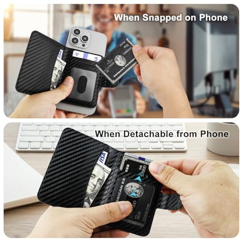 Bocasal for MagSafe Card Wallet for iPhone, Carbon Fiber Black - color: Carbon Fiber Black