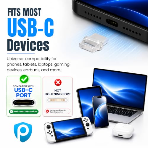 USB C Dust Plugs 10 Pack with Easy Grip Tabs and Cleaning Brush, Clear - color: Clear, size: 10 Pack