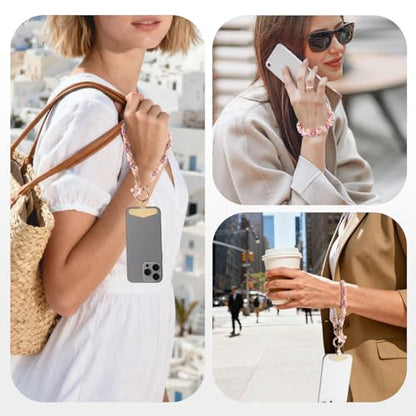 Long Pond Designer Cell Phone Wrist Strap, Anti-Lost Lanyard Wristlet Charm for iPhone 17 Pro Max&Most Cellphones, Detachable Bracelet - style: Velvet Pink